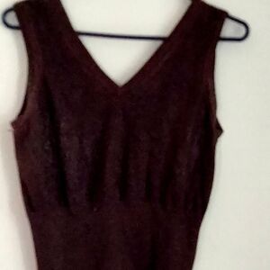 Ninety Blouse Women Large Brown Elegant Top Academia Office Party Club Tank 90s